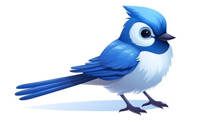 Blue Tit Bird Cartoon Vector Illustration - Detailed Nature Wildlife Drawing