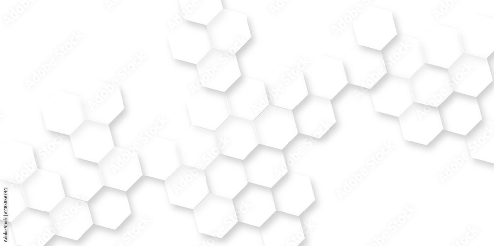 Fototapete abstract honeycomb mosaic white background, abstract geometric pattern of white hexagons, hexagon co