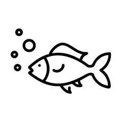 fish with bubbles icon on transparent background for web and graphic design