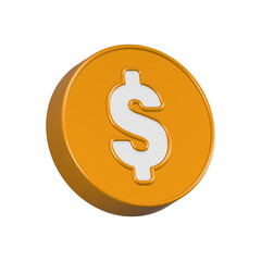 Dollar coin sign button 3d rendering 