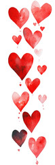 Isolated Watercolor Red Hearts Falling
