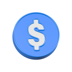 Dollar coin sign button 3d rendering 