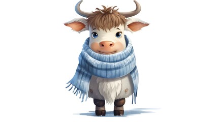 Cute Cow in Winter Clothing Cartoon Vector Illustration