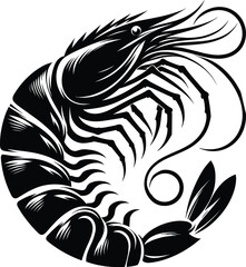  Shrimp Silhouette Vector Icon – Minimal Seafood Illustration in Black