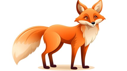 Obraz premium Adorable Fox Cartoon Vector Illustration Isolated on White Background
