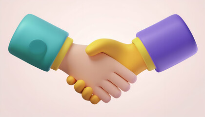 Handshake icon in 3D design representing partnership, collaboration, and trust in business or community.