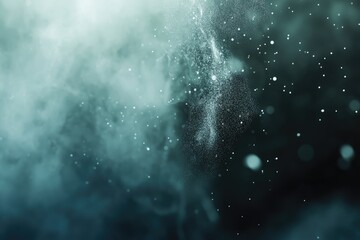 Abstract teal and grey smoky particles