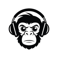 head of a monkey with headphones