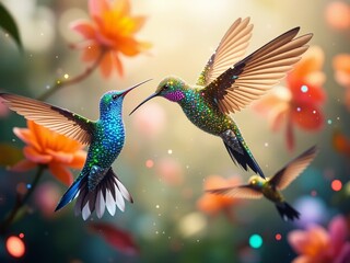 Obraz premium Dotted Hummingbird Paradise
