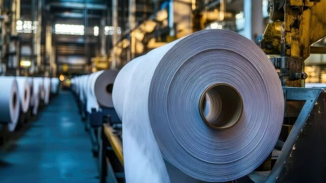 Paper rolls processing in modern industrial printing house