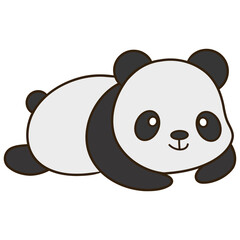 Illustration of a Cartoon Panda Bear Laying Down