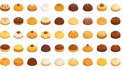 Assortment Of Pixelated Cookies In Different Colors And Designs