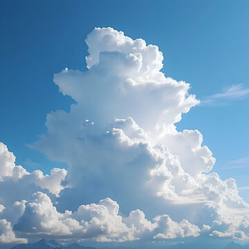 owering Cumulus Cloud Over Mountains in Clear Blue Sky