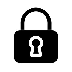 locked padlock icon silhouette on transparent background for web and graphic design