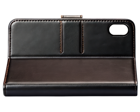 Leather phone wallet case on a transparent background