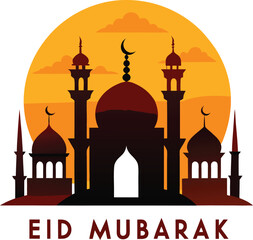 Eid Mubarak Vector Silhouettes – Islamic Festival, Mosque, Lantern, Family & Celebration Illustrations, Islamic Festival