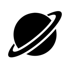 saturn ringed planet silhouette on transparent background for web and graphic design