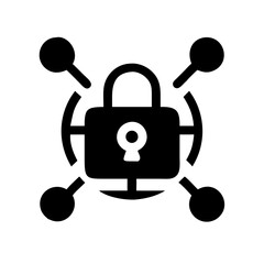 secure network icon silhouette on transparent background for web and graphic design