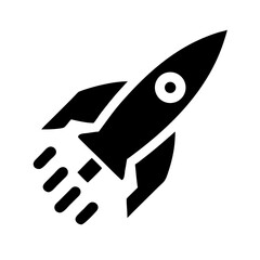 space rocket silhouette on transparent background for web and graphic design
