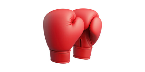 Red Boxing Gloves. Symbol Of Fitness, Combat Sports, And Training Isolated On Transparent Background