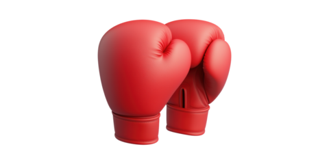 Red Boxing Gloves. Symbol Of Fitness, Combat Sports, And Training Isolated On Transparent Background