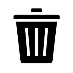 trash bin icon silhouette on transparent background for web and graphic design