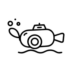 underwater camera icon on transparent background for web and graphic design