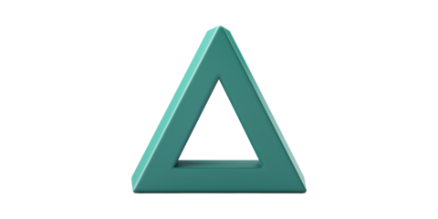 3D Teal Triangle Shape. Geometric Design And Minimalist Aesthetic Isolated On Transparent Background