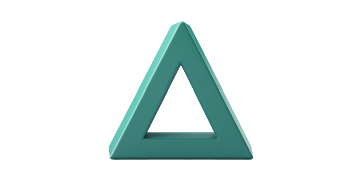 3D Teal Triangle Shape. Geometric Design And Minimalist Aesthetic Isolated On Transparent Background - Powered by Adobe
