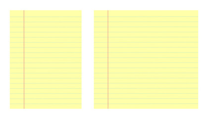Templates 2 legal yellow paper. vertical and horizontal Yellow legal pad background with lined paper. Blank notepad sheet, ruled notebook design. Vector EPS10 © Tetiana Kubara