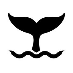 whale tail icon silhouette on transparent background for web and graphic design