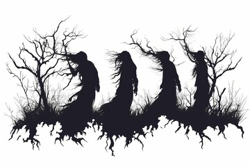 Silhouettes figures outdoors