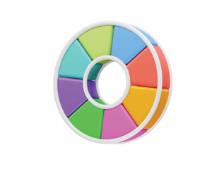 Color wheel icon 3d render illustration. Colorful  Infographic icon illustration 3d