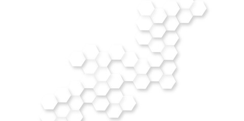 Abstract white hexagonal pattern with connected nodes in a modern geometric mesh cell texture. modern futuristic wallpaper seamless pattern with hexagon.