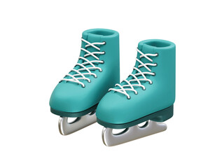 ice skates with white laces icon illustration 3d