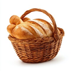 Artisan Bread Basket Freshly Baked Loaves in Rustic Wicker