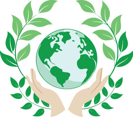 Hands cradle the green Earth, a global symbol of nature and environmental conservation