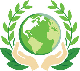 Hands cradle a green Earth globe, a symbol of global environmental conservation and our planet's delicate ecology