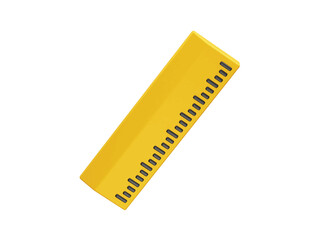 yellow ruler for accurate measurements and school icon illustration 3d. Ruler icon 3d