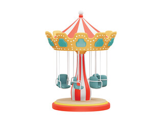 Carousel fun fair Icon 3D Illustration rendering