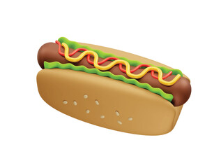 Hot Dog 3D Illustration icon rendering. Hot Dog food icon 3d illustration