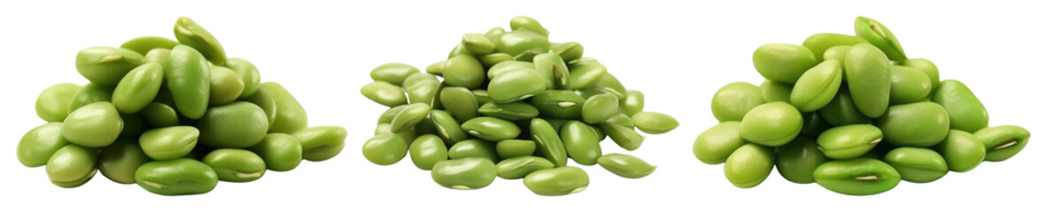 PNG Fresh green edamame beans trio, element set on transparent background