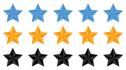 Five Star Rating and Customer Review Icons – Flat Vector Set for Feedback, Quality, and UX Design.