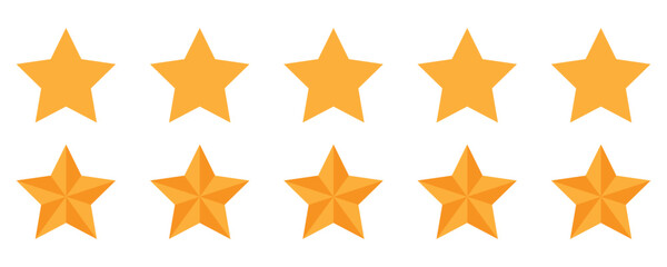 Five Star Rating and Customer Review Icons – Flat Vector Set for Feedback, Quality, and UX Design.