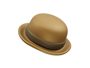 Detective Hat 3D Icon rendering illustration. bowler Hat 3D Icon rendering illustration