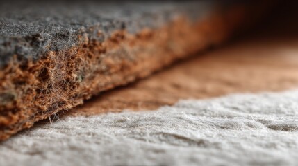 Compostable coated paper packaging. Textured fabric layers showcasing natural fibers in subtle colors.