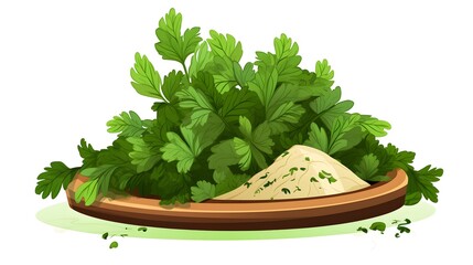 Professional Grated Natural Herb Plant Organic Ingredient Cartoon Image for Marketing Materials