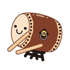 かわいい太鼓の擬人化キャラクターのイラスト
