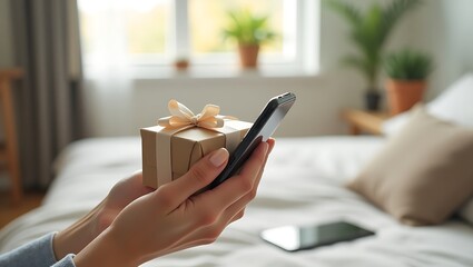 Fototapeta premium woman shopping online sending ordered packages