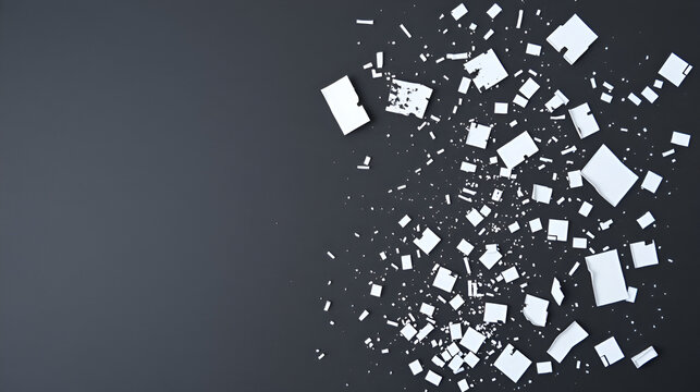 Debris and Shattered Fragments on Dark Surface with Empty Space for Text Entry in Business Context